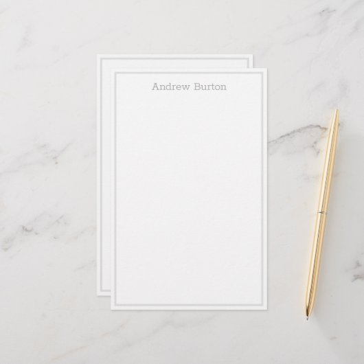 シンプルパーソナライズされた文具紙 |白灰色 便箋 (正面/裏面インサイチュ)