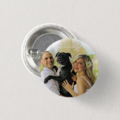 シンプルパーソナライズされた犬ペットフォトキープサケ 缶バッジ (正面&裏面)