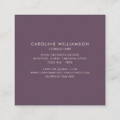 シンプルパーソナライズされた紫のモノグラムと名前 スクエア名刺 (裏面)