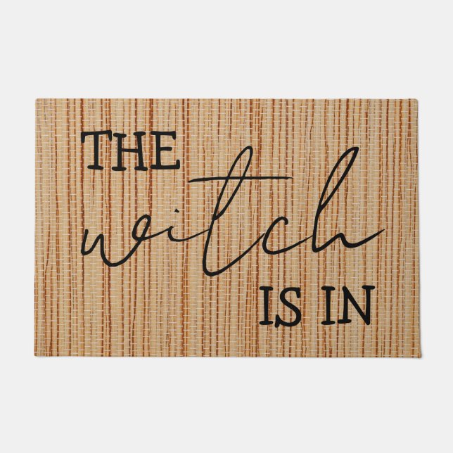 シンプルパーソナライズされた魔女が入っおもしろいた ドアマット (正面)