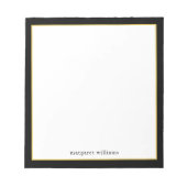 シンプルパーソナライズされた黒モダン金ゴールド縁ど ノートパッド (正面)