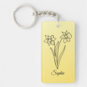 シンプルパーソナライズされた3月誕生フラワーダフォディル キーホルダー (正面)