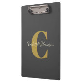 シンプルパーソナライズされた・モノグラムと名前（黒）   クリップボード (左)