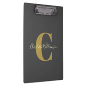 シンプルパーソナライズされた・モノグラムと名前（黒）   クリップボード (右)