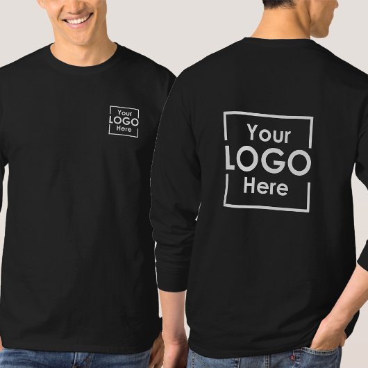 シンプルパーソナライズされたBusiness Logo Front Back Black Tシャツ