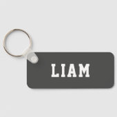 シンプルパーソナライズされたGray School Backpack Nameタグ キーホルダー (裏面)
