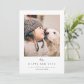 シンプルパーソナライズされたHappy New Yearフォトカード シーズンカード (スタンド正面)