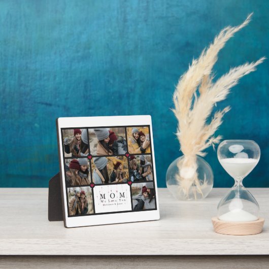 シンプルパーソナライズされたLove You Mom 8 Photo collage フォトプラーク (インサイチュ)