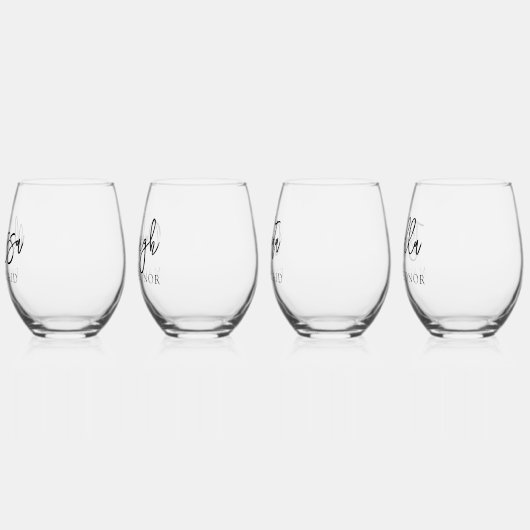 シンプルパーソナライズされたScript Name Bridesmaid Gift ステムなしワイングラス (左)