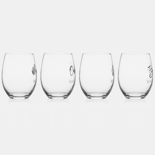 シンプルパーソナライズされたScript Name Bridesmaid Gift ステムなしワイングラス (右)