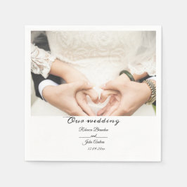 シンプルパーソナライズされたScript Photo Weding Party スタンダードカクテルナプキン
