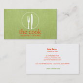 シンプルパーソナルシェフモダンケータリンググリーン 名刺 (正面/裏面)