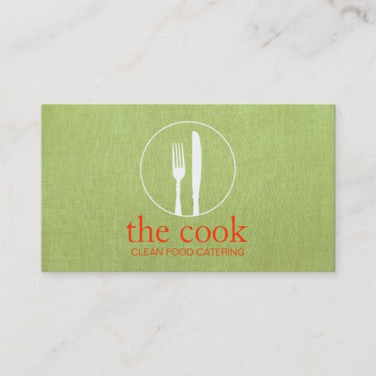 シンプルパーソナルシェフモダンケータリンググリーン 名刺 (正面)