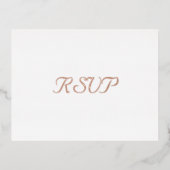 シンプルパーティーイベント結婚の応答RSVPバラ金ゴールド 箔招待状ポストカード (正面)