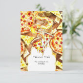 シンプルパーティーピザ バースデー サンキューカード (スタンド正面)