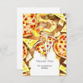 シンプルパーティーピザ バースデー サンキューカード (正面/裏面)