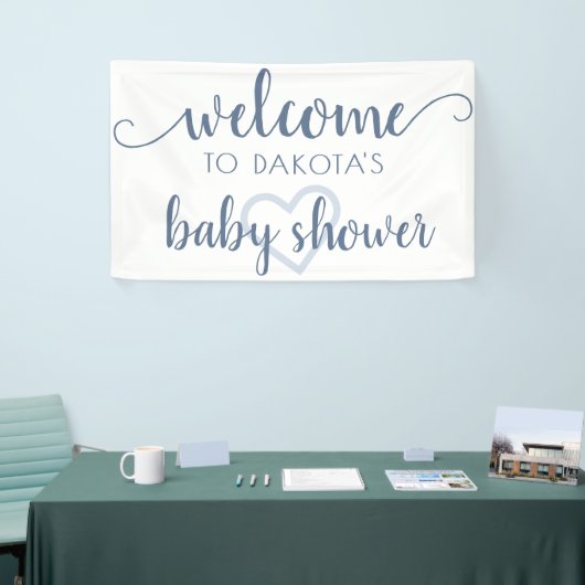 シンプルパーティー歓迎 |ほこりっぽい青のハートカスタマイズ 横断幕 (トレードショー)