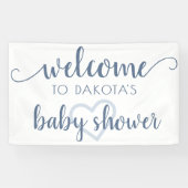 シンプルパーティー歓迎 |ほこりっぽい青のハートカスタマイズ 横断幕 (横)