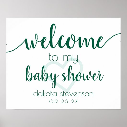 シンプルパーティー歓迎 | 緑のハート ポスター (正面)