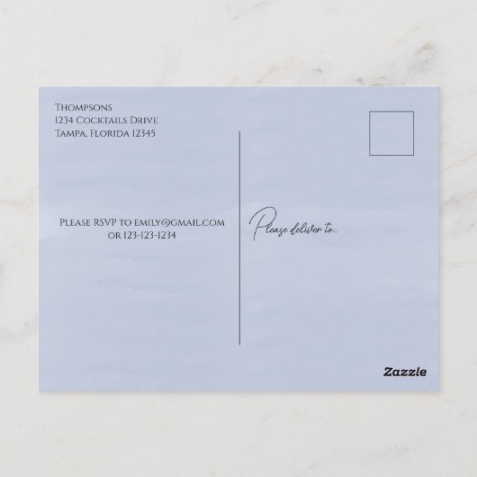 シンプルパーティー飲料の水の色のカクテルお洒落 ポストカード (裏面)