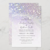シンプルパープルグリッターエレガモダンントウェディング 招待状 (正面/裏面)