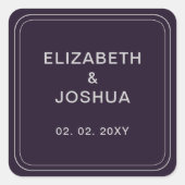 シンプルパープルシルバー結婚ズ スクエアシール (正面)