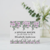 シンプルパープルフラワー縁どレシピカード ポストカード (スタンド正面)