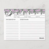 シンプルパープルフラワー縁どレシピカード ポストカード (裏面)