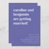 シンプルパープルモダンミニマル結婚リスト 招待状 (正面/裏面)