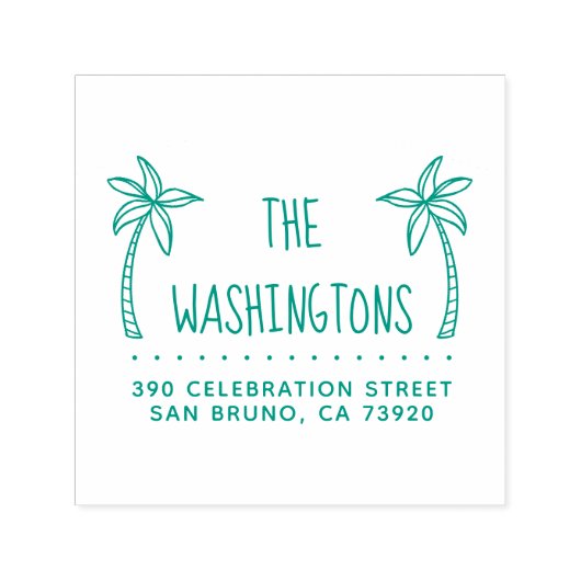 シンプルパームツリーズファミリー名差出人住所 セルフインキングスタンプ (デザイン)