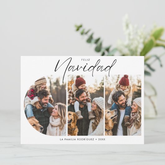 シンプルヒスパニッククリスマスフェリズNavidad写真赤 シーズンカード (スタンド正面)
