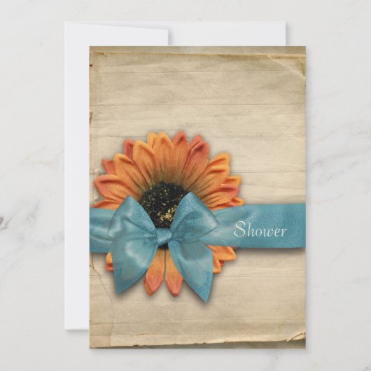 シンプルヒマワリナチュラルオーガニックブライダルシャワー 招待状 (正面)