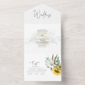 シンプルヒマワリ結婚ユーカリ オールインワン招待状 (内側)