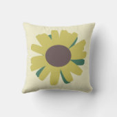 シンプルヒマワリ茶色の緑黄色の花 クッション (裏面)