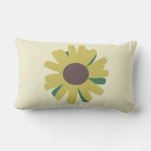 シンプルヒマワリ茶色の緑黄色の花 ランバークッション (裏面)