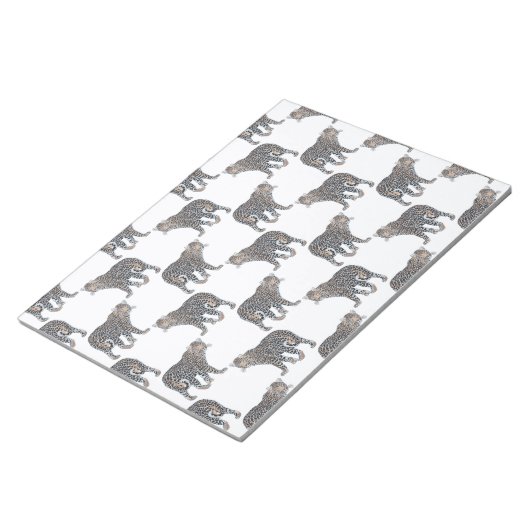 シンプルヒョウ動物白色パターン ノートパッド (アングル)