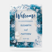 シンプルビウエ&ホワイトオーバーレイ結婚花 アクリルサイン (正面)