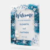 シンプルビウエ&ホワイトオーバーレイ結婚花 アクリルサイン (傾斜)