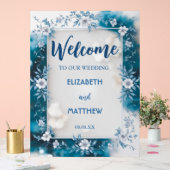 シンプルビウエ&ホワイトオーバーレイ結婚花 アクリルサイン (ウェディング)