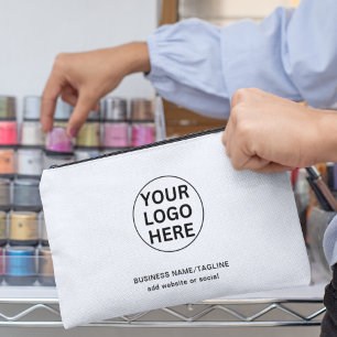 シンプルビジネスのロゴと文字のプロモーションホワイト アクセサリーポーチ