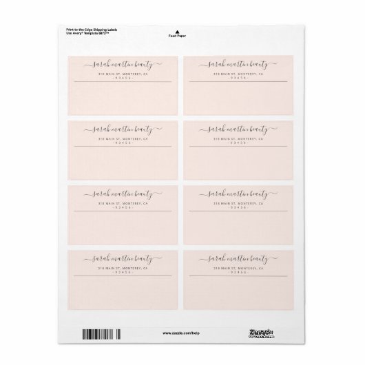 シンプルビジネスエレガント赤面ピンク出荷 ラベル (フルシート)