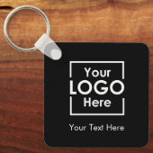 シンプルビジネスパーソナライズされたロゴ文字ブラック キーホルダー (正面)