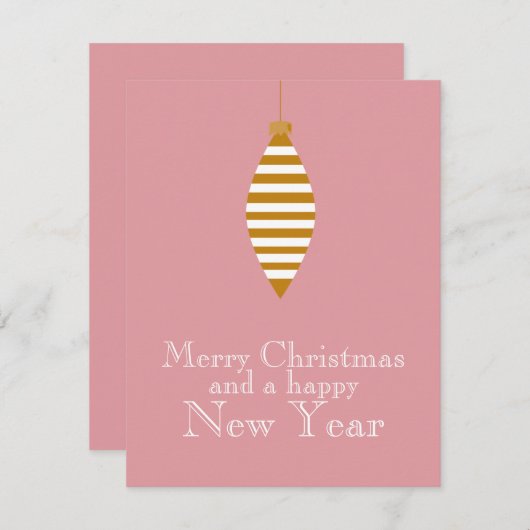 シンプルビジネスメリークリスマス赤面ピンク金ゴールド シーズンカード (正面/裏面)