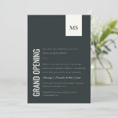 シンプルビジネスモノグラムグランドオープニング招待状 サンキューカード (スタンド正面)