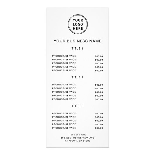 シンプルビジネスロゴ価格表ラックカード ラックカード (正面)