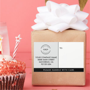 シンプルビジネス用ロゴテンプレートハンドル気に付き 長方形シール