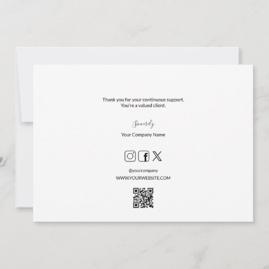 シンプルビジモダンェンカスタムロゴQRコードWebサイト サンキューカード (裏面)