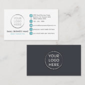 シンプルビズカスタムロゴSNSアイコンティール（緑がかった色） 名刺 (正面/裏面)