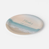 シンプルビーチ写真ベビーパーソナライズされたシャワー ペーパープレート (アングル)