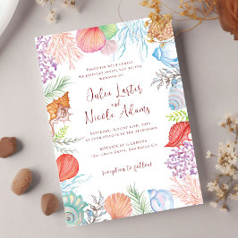 シンプルビーチ海シーセルフォトズ結婚ズ 招待状